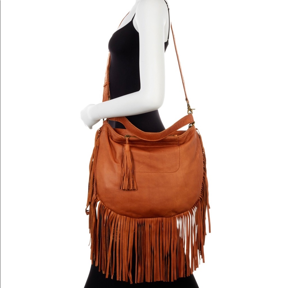 Lucky BRAND Rickey Leather Fringe Hobo Crossbody